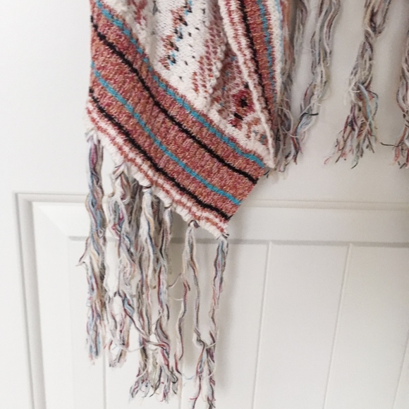 Sweater Sleeveless Kimono Orange Southwestern - Picture 2 of 8